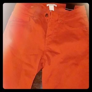 H&M poppy red skinny jeans
